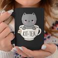 Kit-Tea Cute Kitten In Tea Cup Cat Lover Cat Pun Graphic Print Coffee Mug Unique Gifts