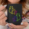 Multicolor Arco Iris Gatos Familiaintage Gato 80 90 Retro Taza de café Regalos divertidos