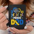 Proud Dad 321 Down Syndrome Awareness Yellow & Blue Ribbon Coffee Mug Personalized Gifts