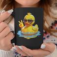 Retro Groovy Yellow Rubber Duck Peace Duck Lovers Coffee Mug Personalized Gifts