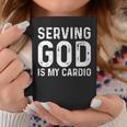 Serving God Is My Cardio Christian Graphic Print Coffee Mug Unique Gifts