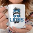 Lions Girl Messy Bun Sports Fan Team Coffee Mug Personalized Gifts