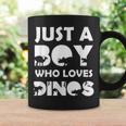 Boy Who Loves Dinos Letras Divertidas Con Diseño De Dinosaur Taza de café Ideas de regalos