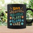 Fun Earth Day Save Rescue Recycle Plant Clean Care Earth Day Coffee Mug Gifts ideas