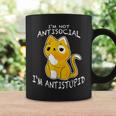 I'm Not Antisocial I'm Antistupid Sarcastic Cat Tassen Geschenkideen