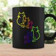 Multicolor Arco Iris Gatos Familiaintage Gato 80 90 Retro Taza de café Ideas de regalos