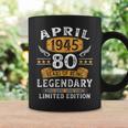 Nacido En 1945 80 Cumpleaños Hombre Abril 1945 80 Años Taza de café Ideas de regalos