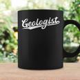 Retro Swoosh Job Title Geologist Taza de café Ideas de regalos