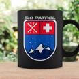 Snow Ski Patrol Skies Poles Cross Mountain Range Taza de café Ideas de regalos
