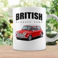 British Classic Car Red Mini Sports Car Gray Tassen Geschenkideen