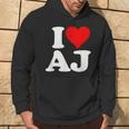 I Love Heart Aj AJ A J Initals Monograma Nombre Nombre Sudadera Estilo de vida