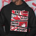 Eat Sleep Anime Repeat Kawaii Otaku Manga Japan Fan Kanji Sudadera Regalos divertidos