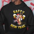 Happy New Year Santa With Rudolph The Reindeer Party Kapuzenpullover Lustige Geschenke