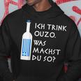 Ich Trink Ouzo Was Machst Du So Greek Ouzo Bottle Kapuzenpullover Lustige Geschenke