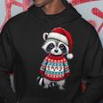 Raccoon Ugly Sweater Santa Hat Christmas Kapuzenpullover Lustige Geschenke