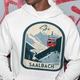 Ski Saalbach Retrointage Style Saalbach Skiing Gray Kapuzenpullover Lustige Geschenke