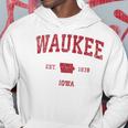 Waukee Iowa Iaintage-Sportdesign Roter Druck Kapuzenpullover Lustige Geschenke