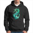 Green Flying Japanese Dragon With Kanji Lettering Kapuzenpullover