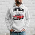 British Classic Car Red Mini Sports Car Gray Kapuzenpullover Geschenke für Ihn