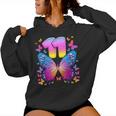 11Th Birthday Girl 11 Years Butterfly Number 11 Kapuzenpullover für Damen