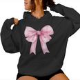 Coquette Pink Bow For Girls Cute Pink Coquette Bow Women Hoodie