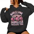 Girls Like Monster Trucks Too Pink Monster Truck Girls Women Hoodie