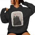 Japanese Anime Cute Cat Heart Kawaii Black Cat Heart Girls Women Hoodie