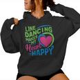 Line Dancing Hace Mi Corazón Feliz Danza Cuello Sudadera con capucha para mujer