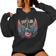 Retro Groovy Taylor First Name Personalized 80'S Pink Girl Women Hoodie