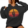 Retro Sunset Saguaro Cactus Vintage Desert Graphic Women Hoodie