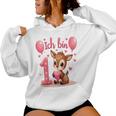 Children's Cute Deer I Am 1 Children's Birthday 1St Birthday Girl Kapuzenpullover für Damen