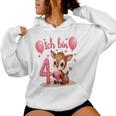 Children's Cute Deer I Am 4 Children's Birthday 4Th Birthday Girl Kapuzenpullover für Damen