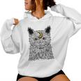Vaporwave Cat And Moon For Cats Lover Manche Longue Sweat à capuche femme