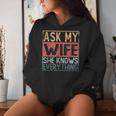 Ask My Wife She Knows Everything Kapuzenpullover für Damen Geschenke für Sie