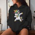 Dabbing Unicorn Costume Rainbow Colourful Carnival Fancy Dress Kapuzenpullover für Damen Geschenke für Sie