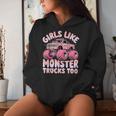 Girls Like Monster Trucks Too Pink Monster Truck Girls Women Hoodie Gifts for Her