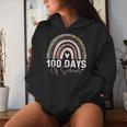 Happy 100Th Day Of School 100 Days Leopard Rainbow Boys Girl Women Hoodie Gifts for Her