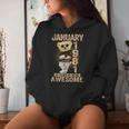 January 44Th Birthday 1981 Awesome Teddy Bear Women Hoodie Gifts for Her