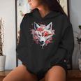 Kitsune Fox Mask Japanese Anime Kawaii Blossom Cherry Flower Kapuzenpullover für Damen Geschenke für Sie