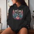 Retro Groovy Taylor First Name Personalized 80'S Pink Girl Women Hoodie Gifts for Her