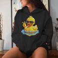 Retro Groovy Yellow Rubber Duck Peace Duck Lovers Women Hoodie Gifts for Her