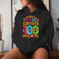 My Teacher Survived 100 Days Of Me Dab 100Th Days Of School Women Hoodie Gifts for Her