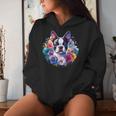 Watercolor Floral Boston Terrier Mama Dog Lover Mother's Day Women Hoodie Gifts for Her