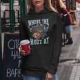 Where The Huzz At Cat Meme Retro Humor Joke Sarcastic Women Hoodie Funny Gifts