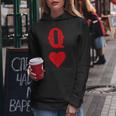 Queen Of Hearts Game Cards Poker Matching Couples S Kapuzenpullover für Damen Lustige Geschenke