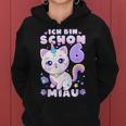 Birthday Girl 6 Years Old Cat Unicorn Kapuzenpullover für Damen