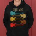 Chicago Concert Rock Music Festival Guitarras Illinois Band Il Cuello Sudadera con capucha para mujer