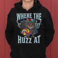Where The Huzz At Cat Meme Retro Humor Joke Sarcastic Women Hoodie