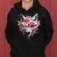 Kitsune Fox Mask Japanese Anime Kawaii Blossom Cherry Flower Kapuzenpullover für Damen