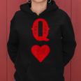 Queen Of Hearts Game Cards Poker Matching Couples S Kapuzenpullover für Damen